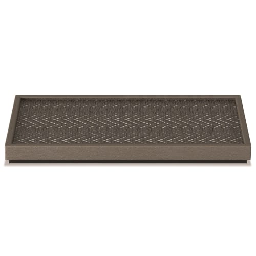 Mendong Chevron Small Rectangle Platform Tray with Trim, Gray